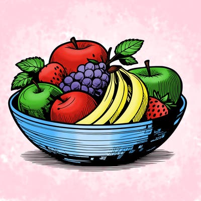 realistic bowl of fruit