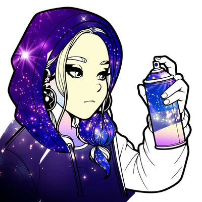 a realistic girl, spray painting