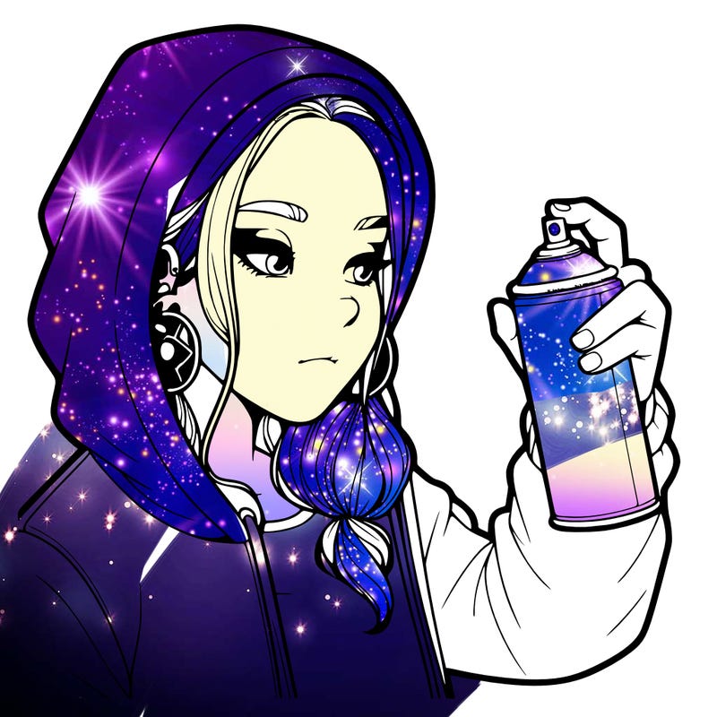 a realistic girl, spray painting