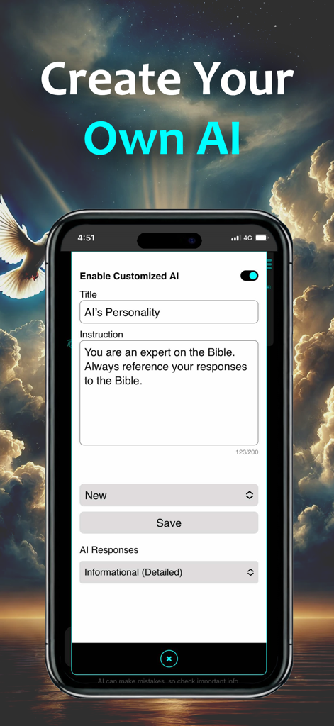 Bible & AI: KJV with Apocrypha - interface for customizing a personal biblical ai assistant in the app