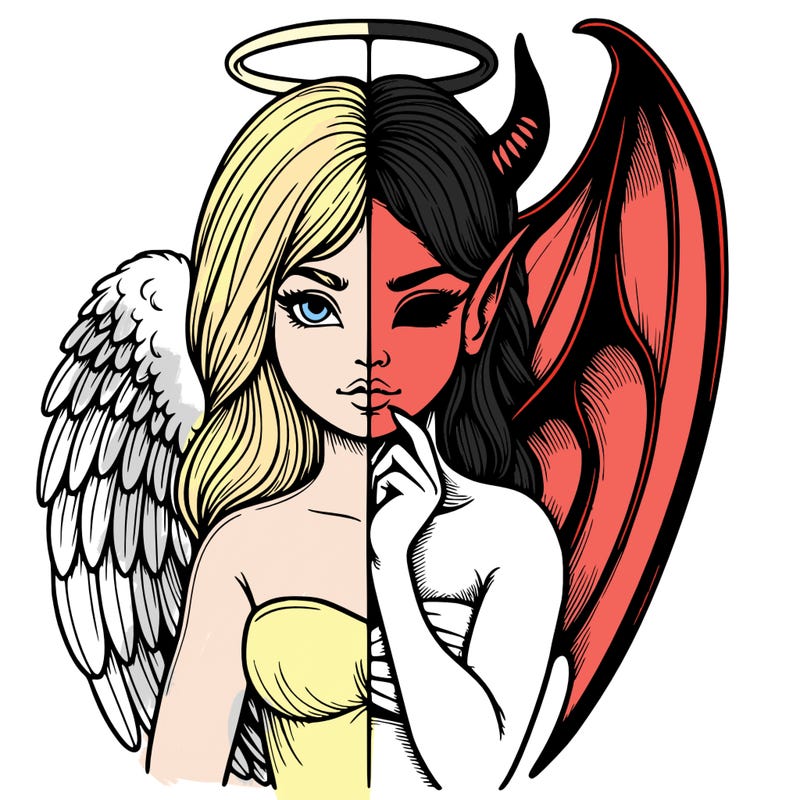 realistic angel half demon