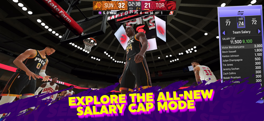 NBA 2K24 MyTEAM - NBA 2K24 MyTEAM screenshot showing the Salary Cap mode interface and gameplay