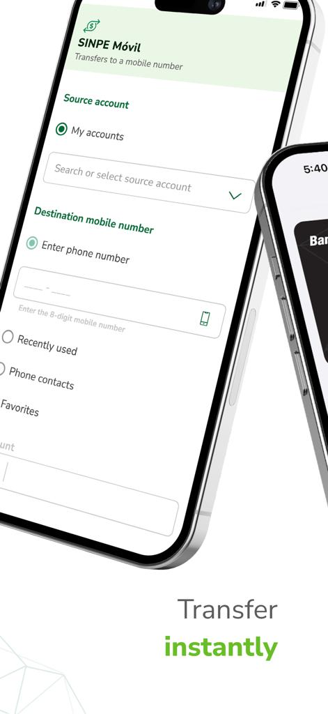 Promerica Móvil - Interfaz de la aplicación Promerica Movil para transferencias instantáneas de dinero a números de móvil