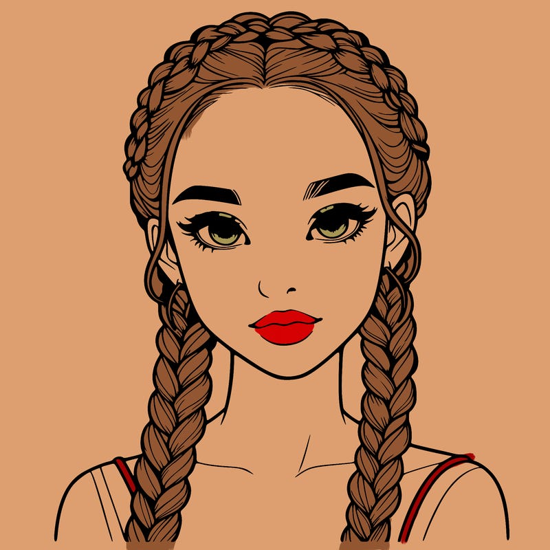 realistic girl with braids