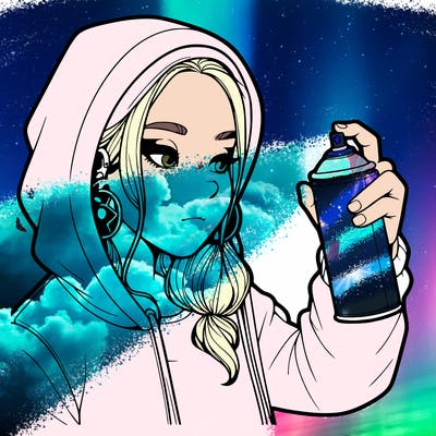 a realistic girl, spray painting