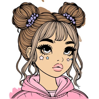 realistic girl with space buns