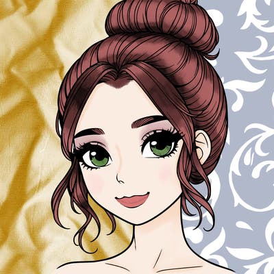 realistic pretty girl with hair in bun