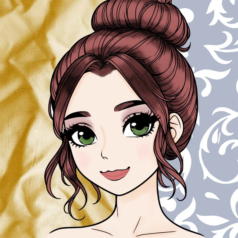 realistic pretty girl with hair in bun