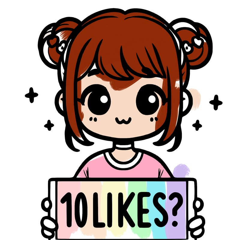 cute girl that is holding a sign that says 10 likes?