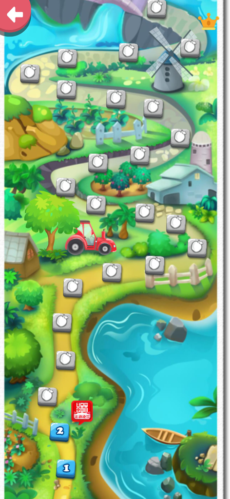 雀神秘笈-雀神秘籍-雀神之路-麻将秘籍-麻将秘笈-麻将技巧 - Um mapa de progressão de níveis gamificado para treinamento de Mahjong mostrando um caminho sinuoso por uma paisagem rural com elementos de fazenda