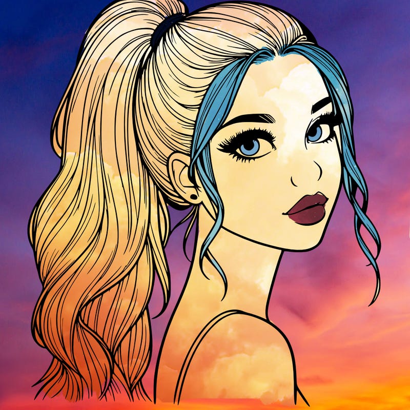 realistic pretty girl with high pony tail