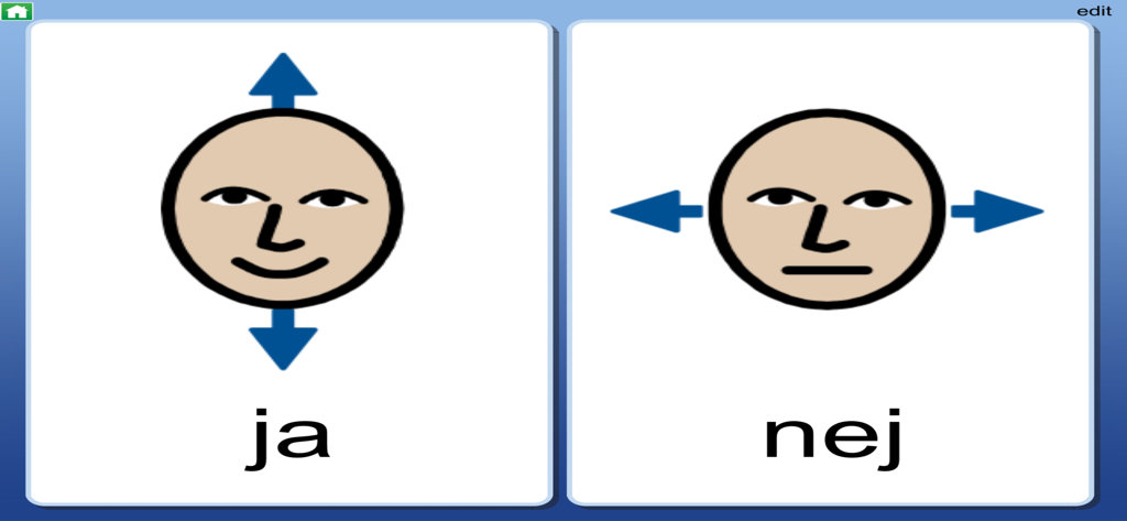 A simple two-button communication board showing visual symbols for yes and no