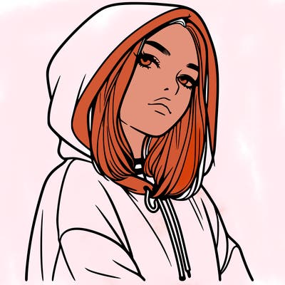 a realistic girl in a hoodie