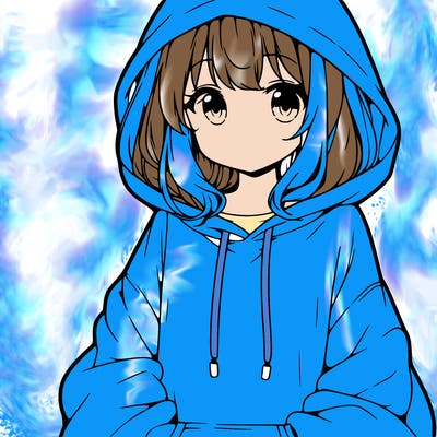 anime girl wearing an oversized hoodie