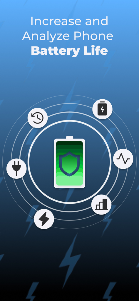 Battery Doctor - Battery Saver - Battery Doctor app splash screen showing battery life optimization and analysis features
