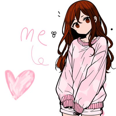 manga teen girl  in a sweater and baggy pants