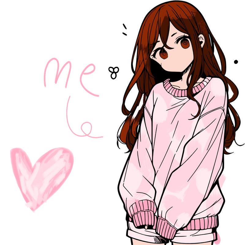 manga teen girl  in a sweater and baggy pants