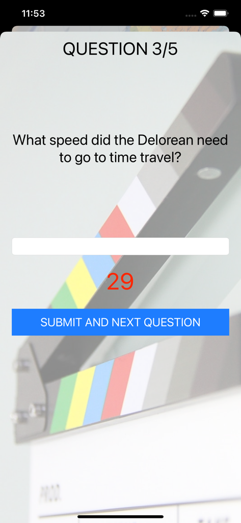 A trivia question in the IQ Test Game app asking about the DeLorean speed for time travel.