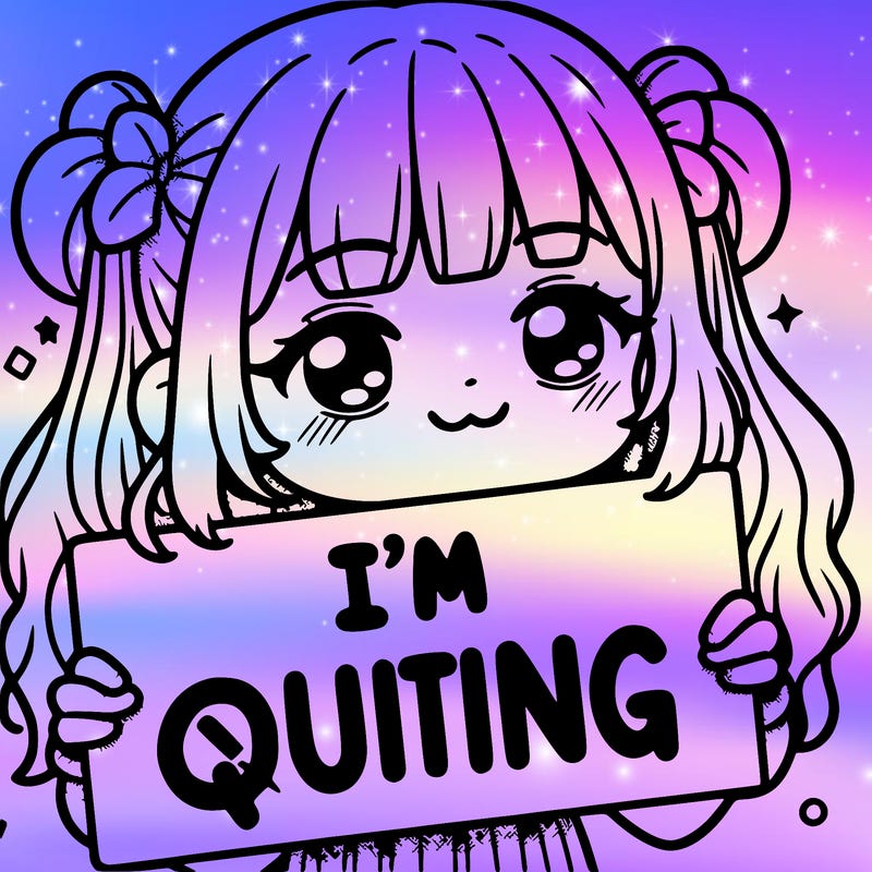 a girl holding a sign saying i'm quitting