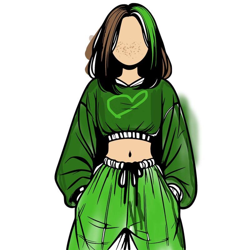 realistic girl faceless with baggy pants and a crop top