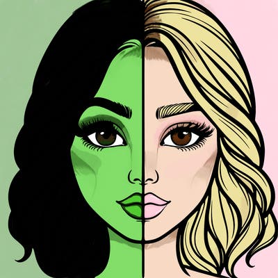 realistic girl split half