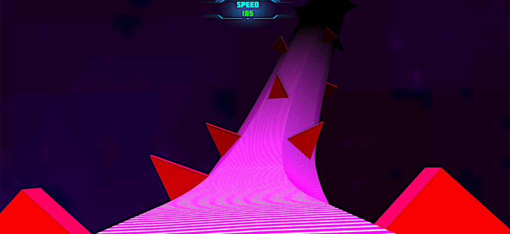 Tunnel Road: Fast Reflex Game - A high-speed neon pink tunnel with red triangular obstacles in the game Tunnel Road.