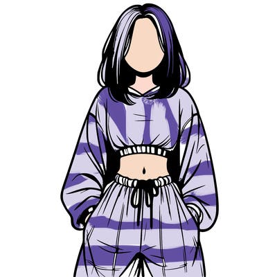 realistic girl faceless with baggy pants and a crop top