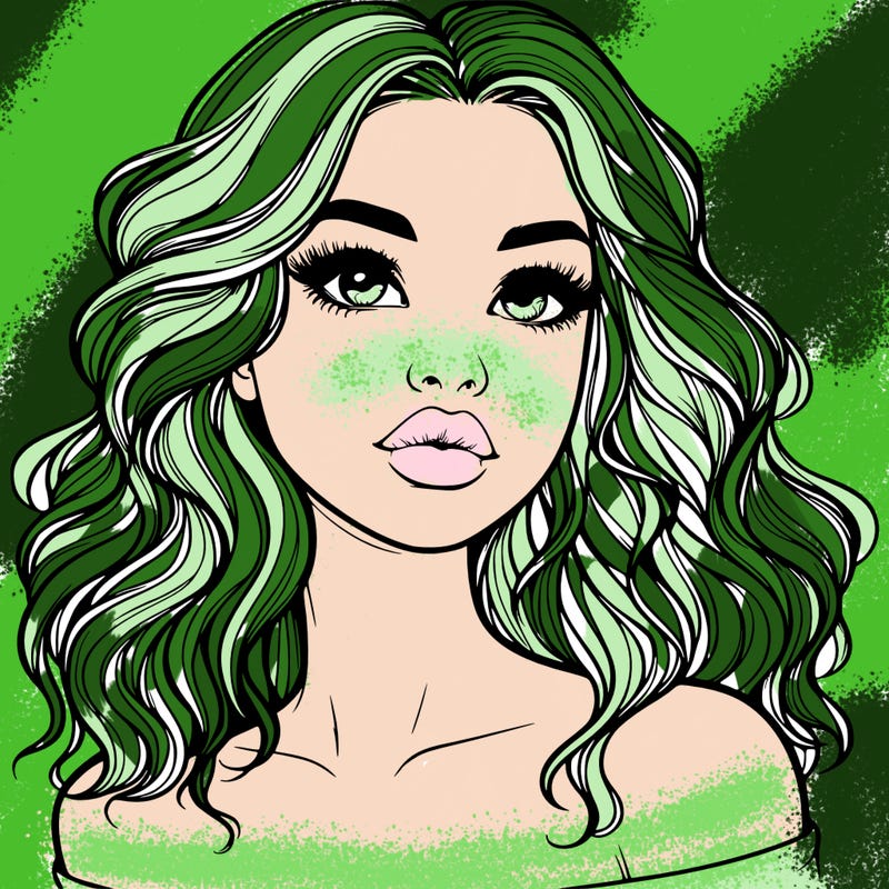 realistic girl with wavy hair and lips