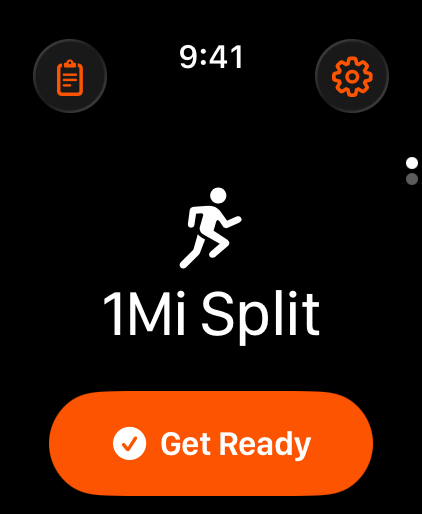 Running App for Watch - Fourie - Apple Watch screen of Fourie app showing 1 mile split mode start screen
