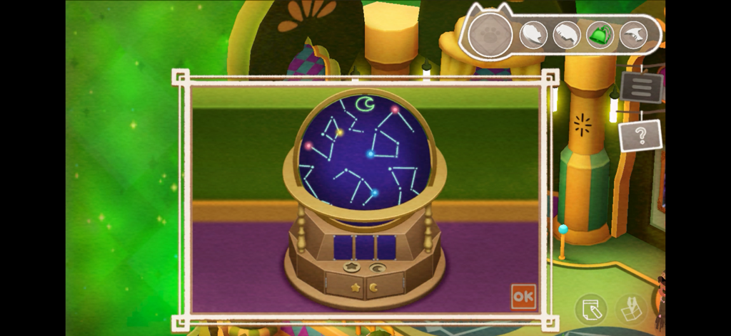 Escape game:Stray Cat Doors 3 - Un puzzle de constelaciones en un globo celestial en el juego Stray Cat Doors 3.