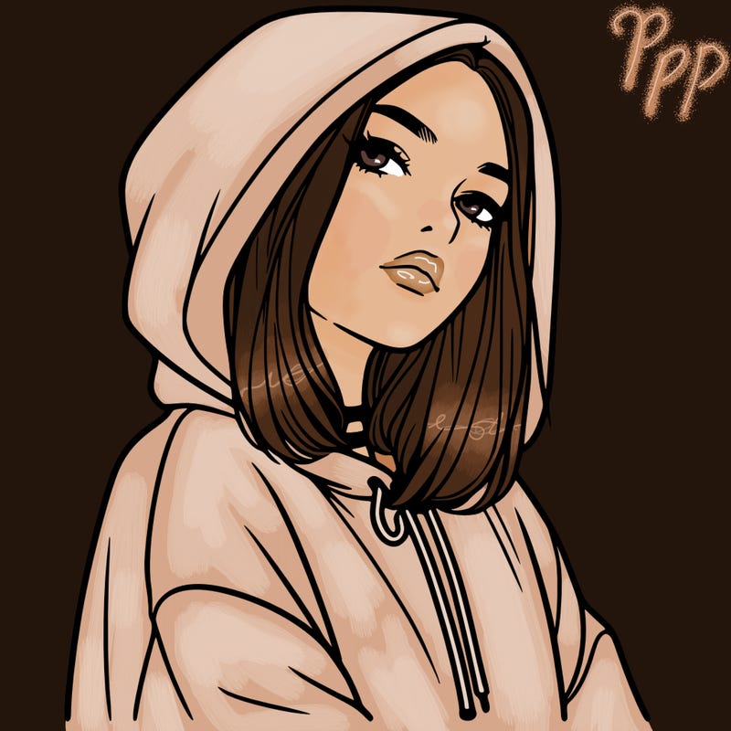 a realistic girl in a hoodie