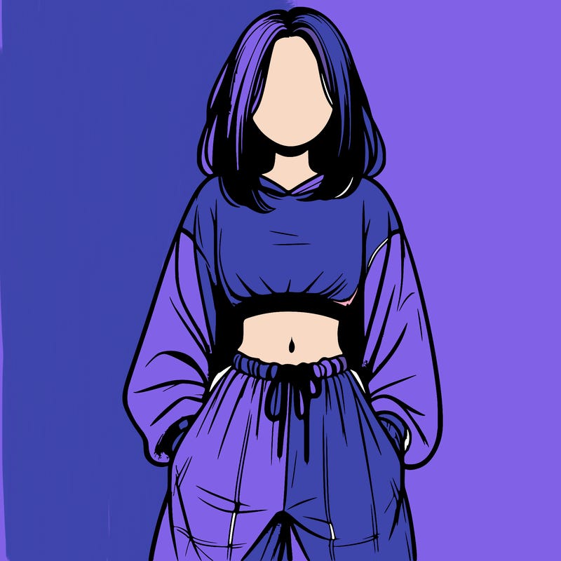 realistic girl faceless with baggy pants and a crop top