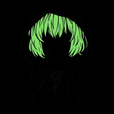 little anime girl in a raincoat her hair is covering her eyes she has a lighter