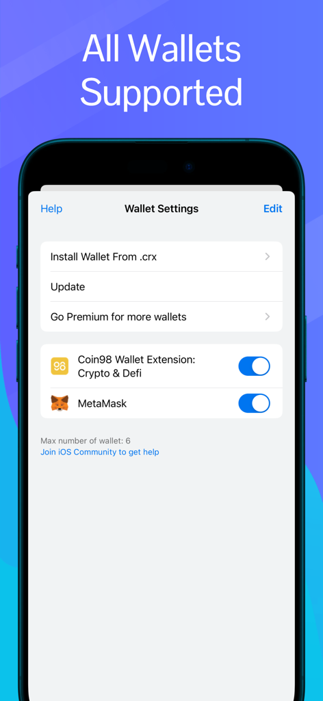 Mises Browser - Interface de configurações da carteira do Navegador Mises com extensões MetaMask e Coin98 ativadas