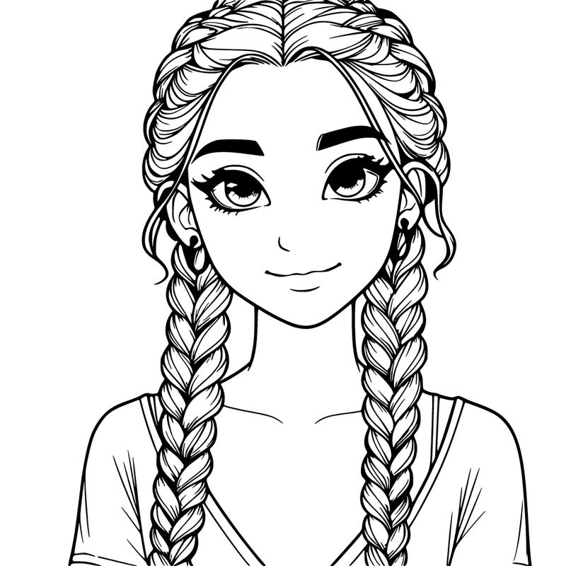 realistic girl with braids