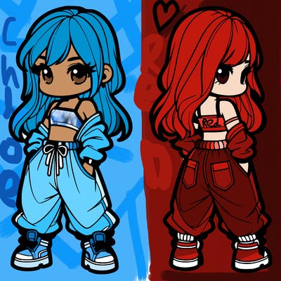 girl in crop top and baggy pants