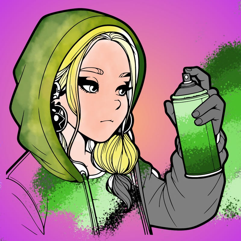 a realistic girl, spray painting