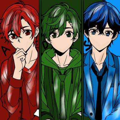 three anime boys