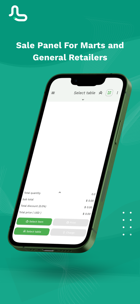 Interfaz de la aplicación móvil MyLekha POS mostrando el panel de ventas para tiendas minoristas y mercados