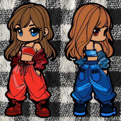 girl in crop top and baggy pants