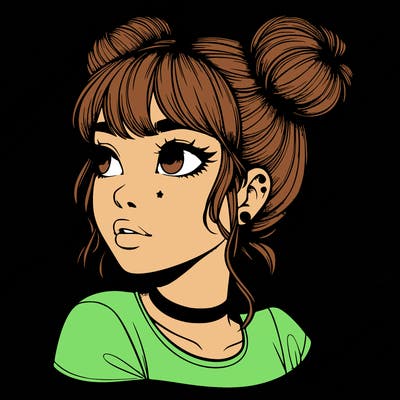 realistic girl with spacebuns