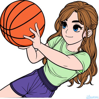 realistic girl playing basketball