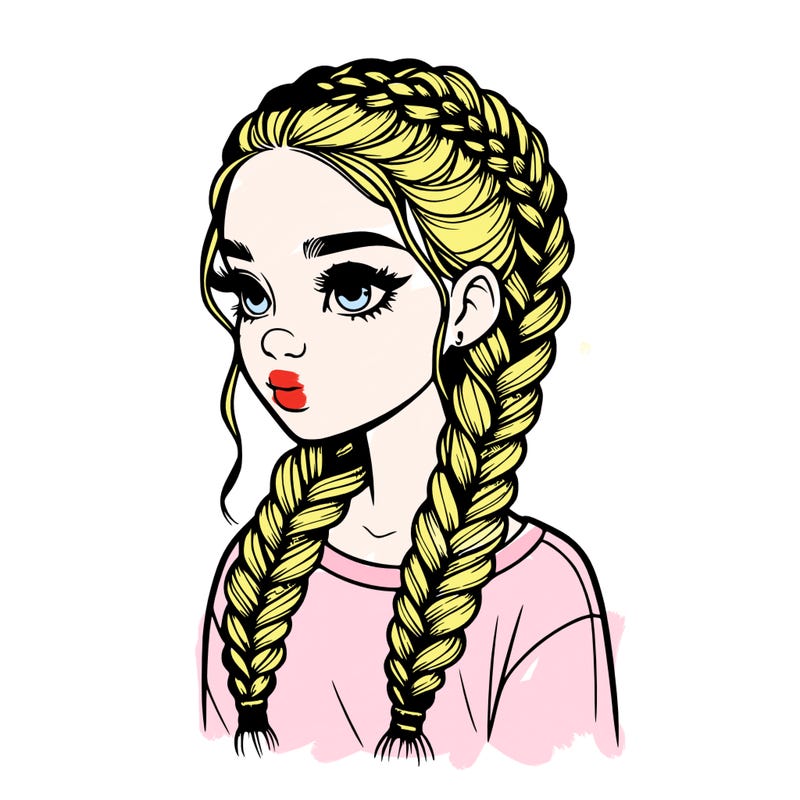 realistic girl with braids