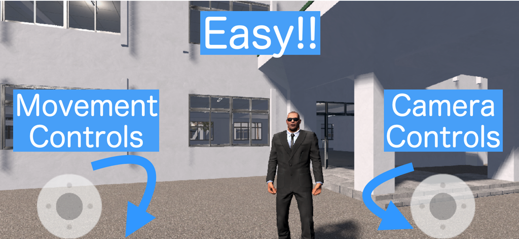 School Hide and Tag - 학교 운동장에서 이동 및 카메라 컨트롤을 보여주는 학교 숨바꼭질 모바일 게임의 1인칭 시점