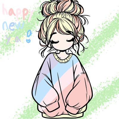 girl with baggy sweatshirt and messy bun