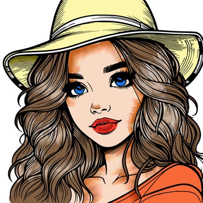 realistic girl with hat