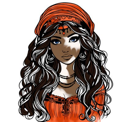 realistic beautiful mysterious gypsy girl