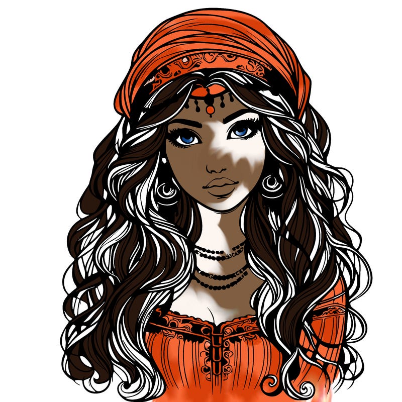 realistic beautiful mysterious gypsy girl