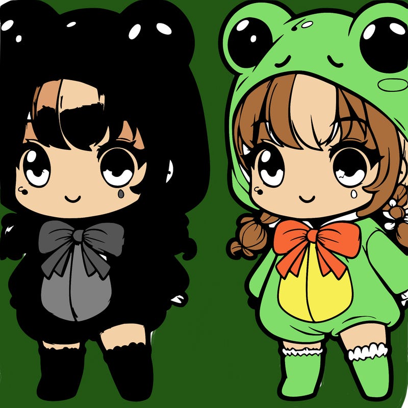 chibi girl dressed in a frog costume