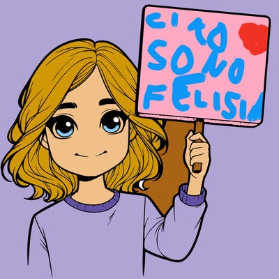 realistic girl holding up a sign